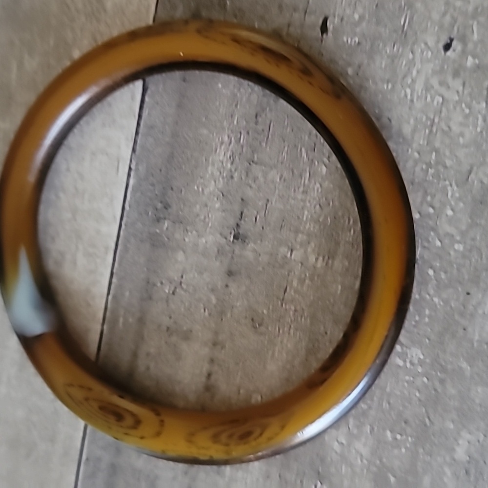 Brown Jade Bangle Bracelet Small - Picture 3 of 4